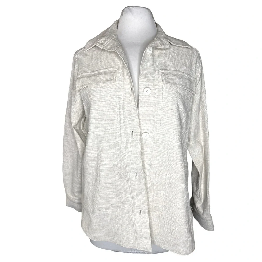 Banana Republic Oatmeal Cotton Hopsack Shirt Jacket Sz XS - Picture 1 of 7
